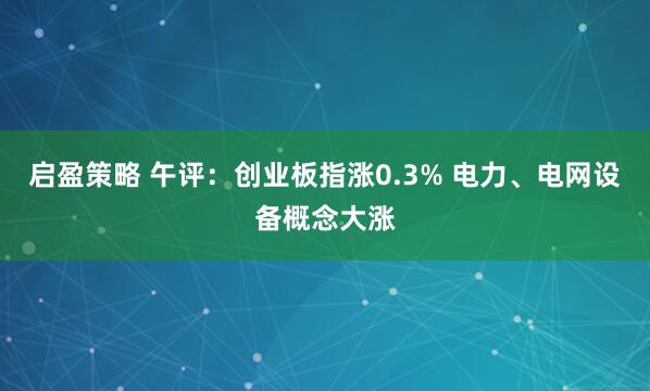 启盈策略 午评：创业板指涨0.3% 电力、电网设备概念大涨
